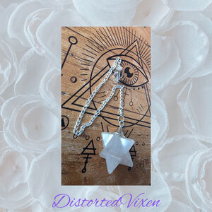 Light Rose Quartz Merkaba Pendulum • Crystal Star Pendulum for Divination